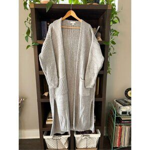 Topshop Viral Mixed Stitch Long Grey Duster Cardigan Size Small